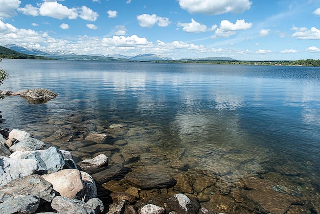 Photo scenic view of lake against sky