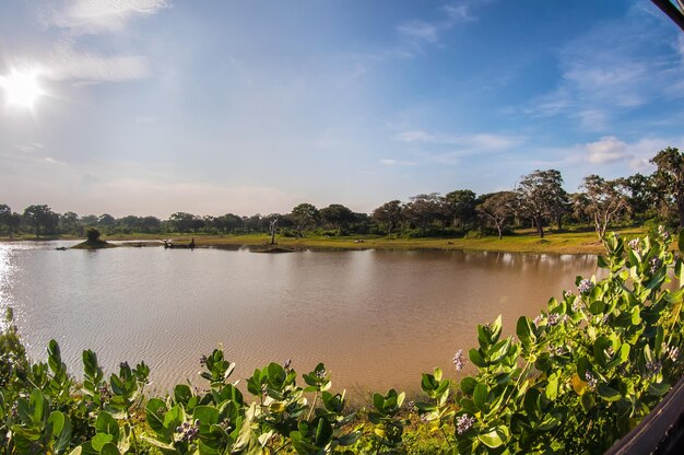 Scenic view of lake against sky