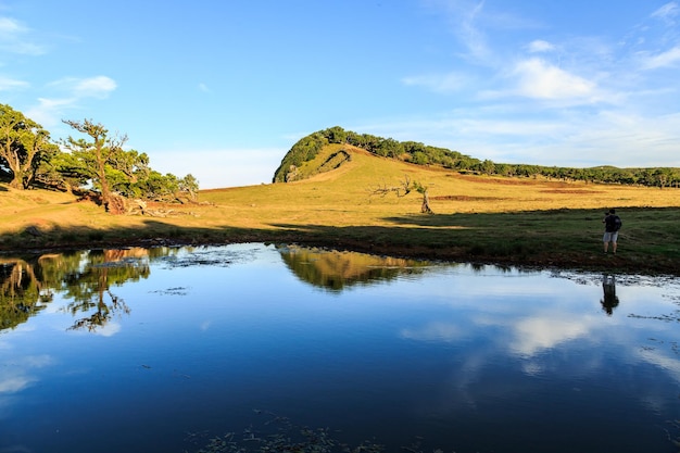 Foto vista panoramica del lago contro il cielo