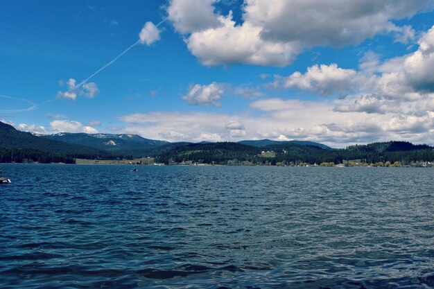 Scenic view of lake against sky