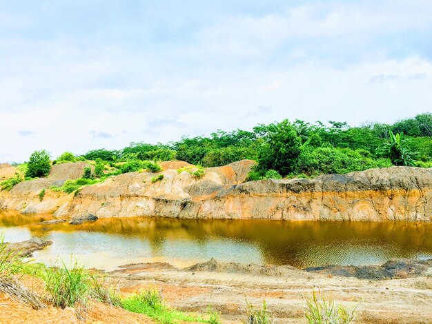 Scenic view of lake against sky