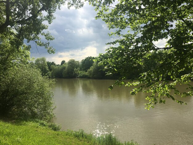 Scenic view of lake against sky