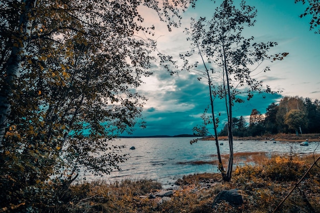 Photo scenic view of lake against sky