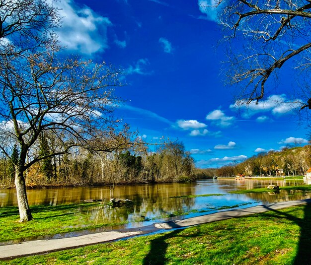 Scenic view of lake against sky