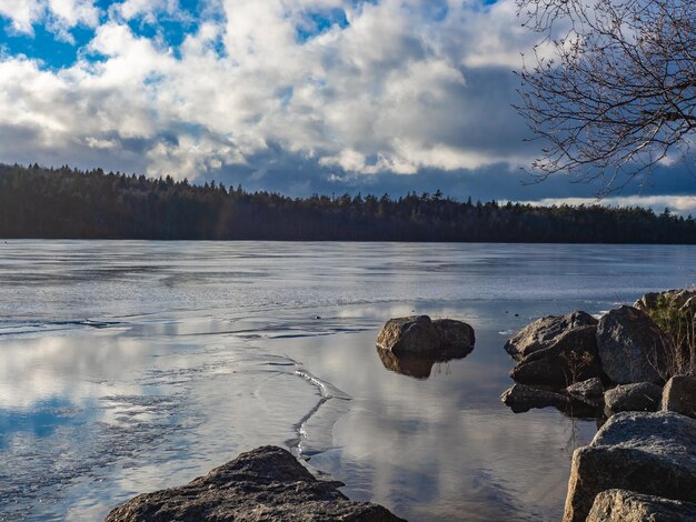 Photo scenic view of lake against sky