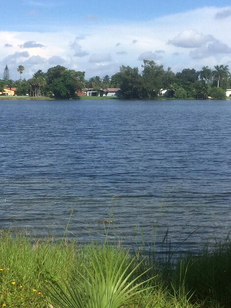 Scenic view of lake against sky