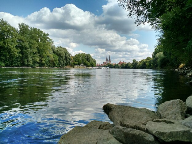 Photo scenic view of lake against sky