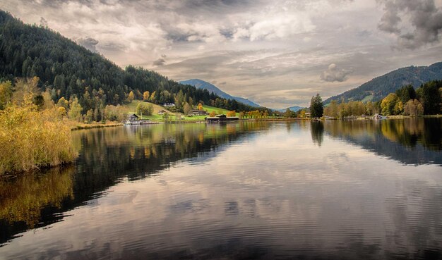 Scenic view of lake against sky