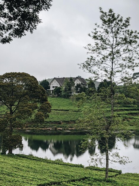 Scenic view of lake against sky