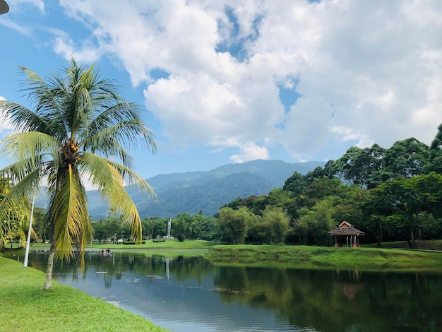 Scenic view of lake against sky