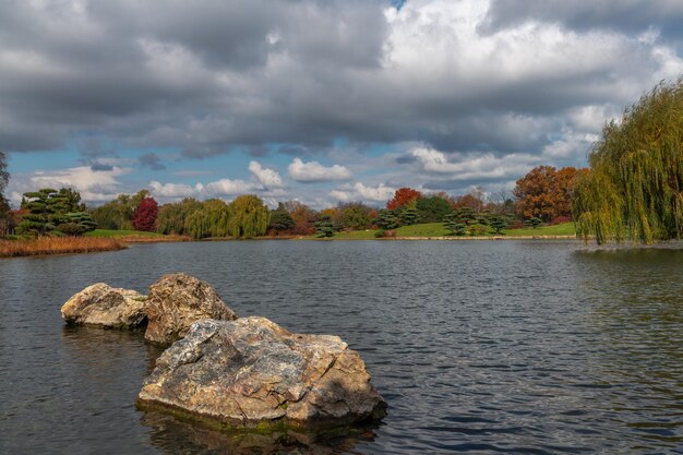 Scenic view of lake against sky