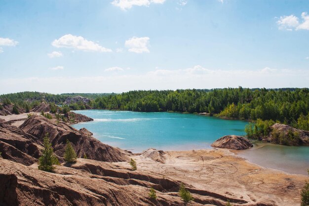 Photo scenic view of lake against sky