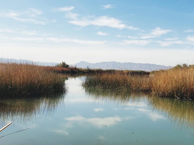 Photo scenic view of lake against sky