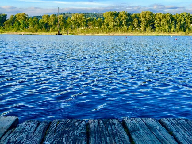 Foto la vista panoramica del lago contro il cielo