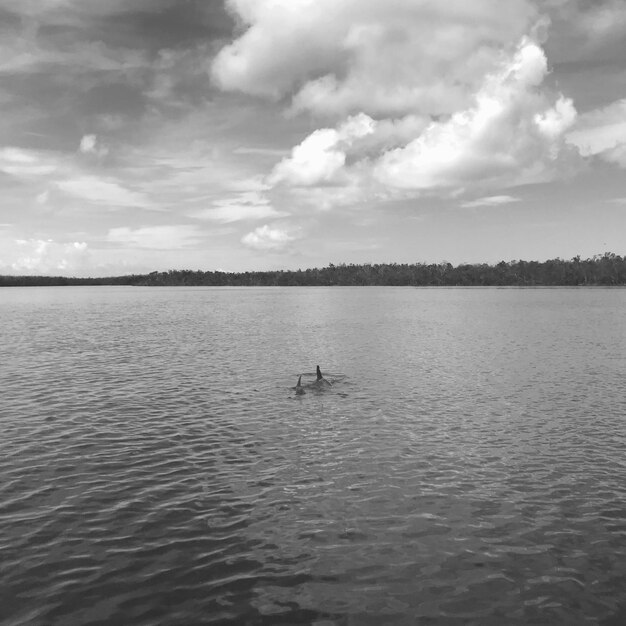 Scenic view of lake against sky