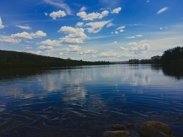 Photo scenic view of lake against sky