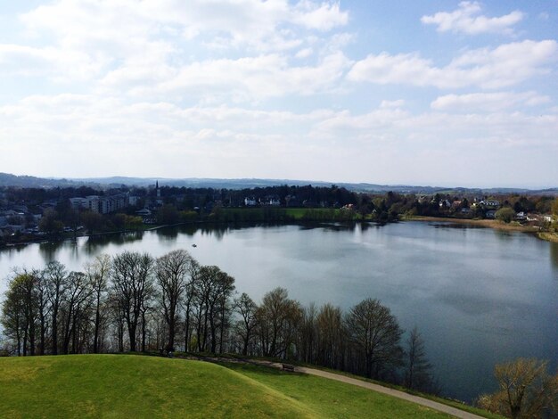 Photo scenic view of lake against sky