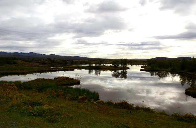 Scenic view of lake against sky