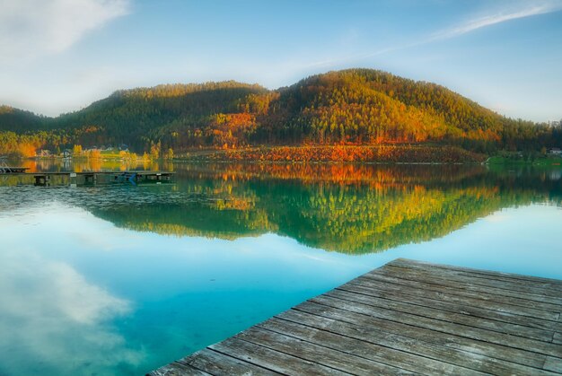 Scenic view of lake against sky