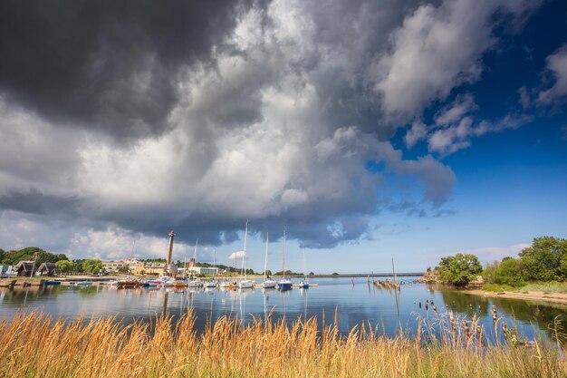 Scenic view of lake against sky