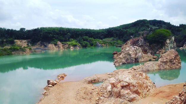 Scenic view of lake against sky