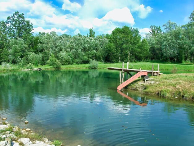 Foto vista panoramica del lago contro il cielo