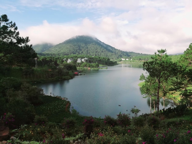 Scenic view of lake against sky