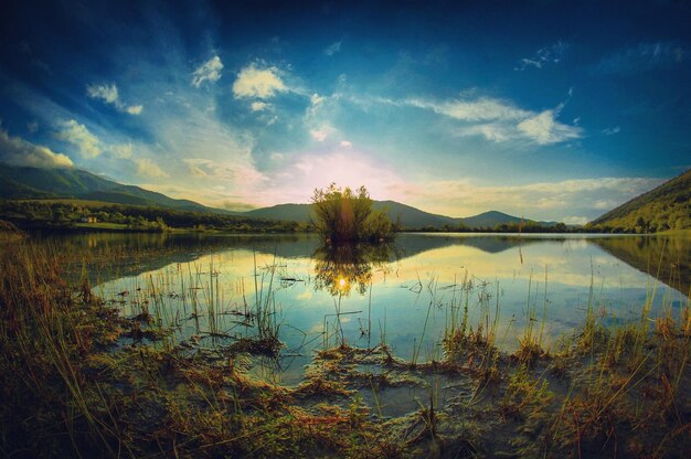 Scenic view of lake against sky