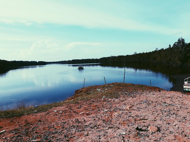 Scenic view of lake against sky