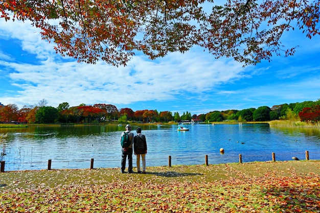 空を背景にした湖の美しい景色