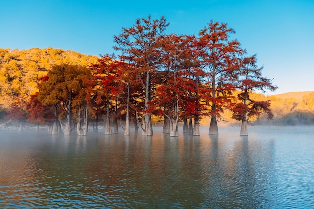 空に照らされた湖の景色