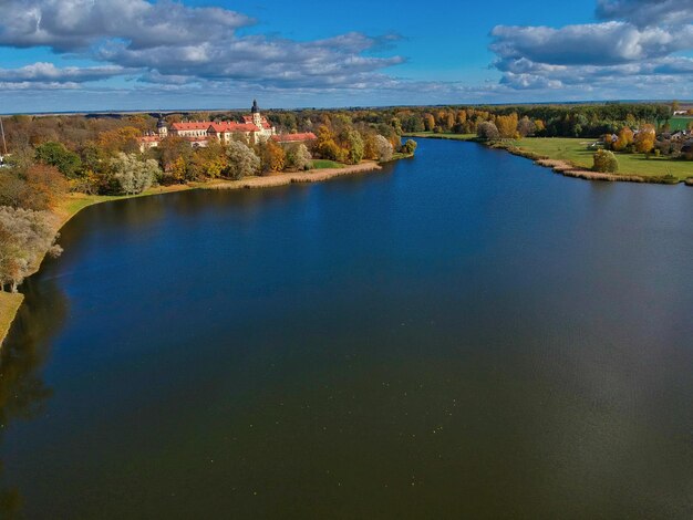 Scenic view of lake against sky