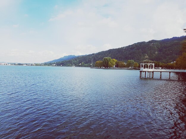 Scenic view of lake against sky