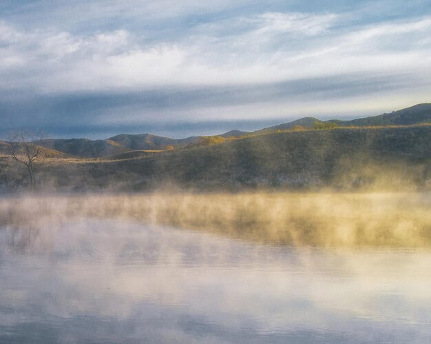 Scenic view of lake against sky