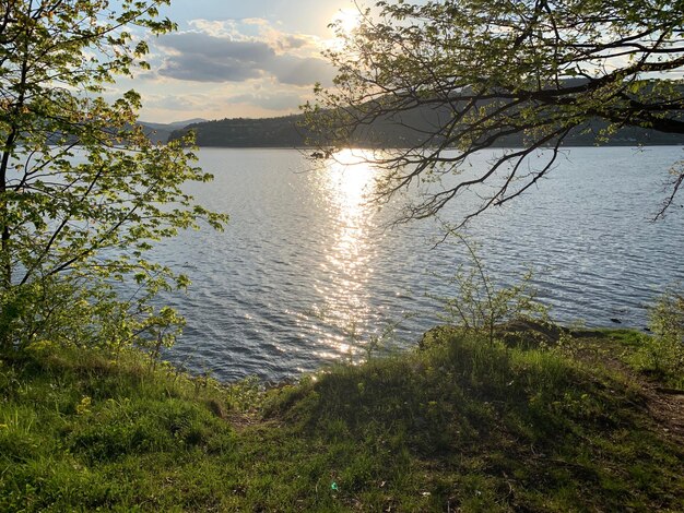 Scenic view of lake against sky