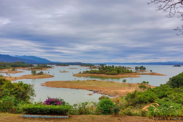 Scenic view of lake against sky