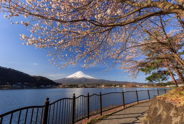 空の背後にある山から湖の景色