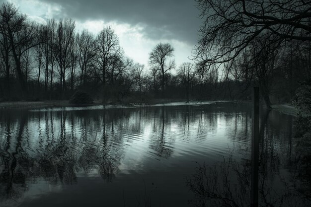 Photo scenic view of lake at dusk