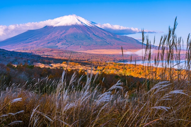 空の背景にある湖と山の景色