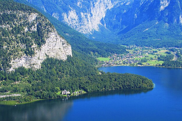 Scenic view of lake and mountains