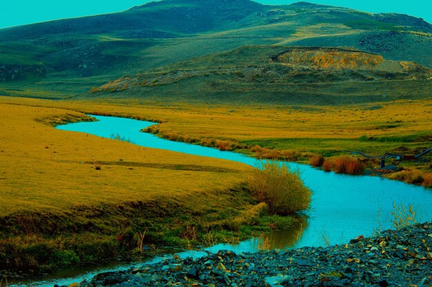 Scenic view of lake and mountains