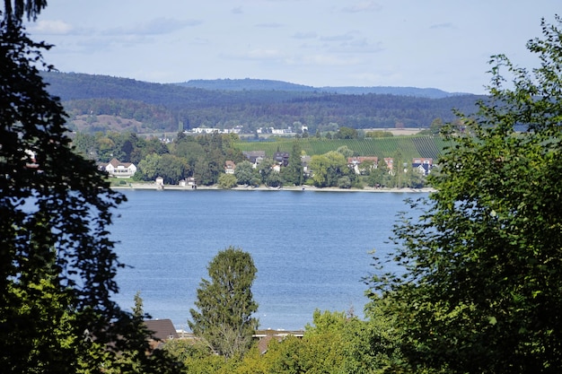 Foto vista panoramica del lago e degli alberi sul cielo