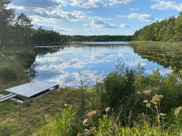 Scenic view of lake with reflection of sky