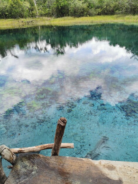 Foto la vista panoramica del lago