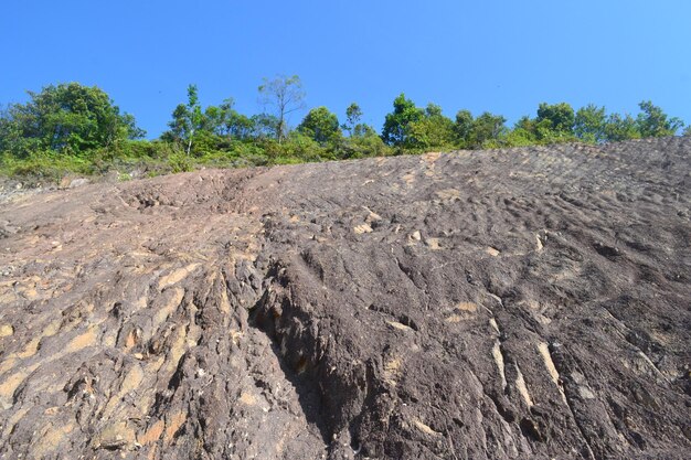 Scenic view of land against clear blue sky