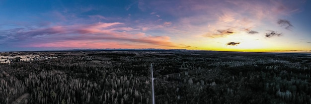 Scenic view of land against sky during sunset