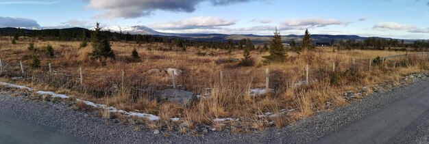 Scenic view of land against sky