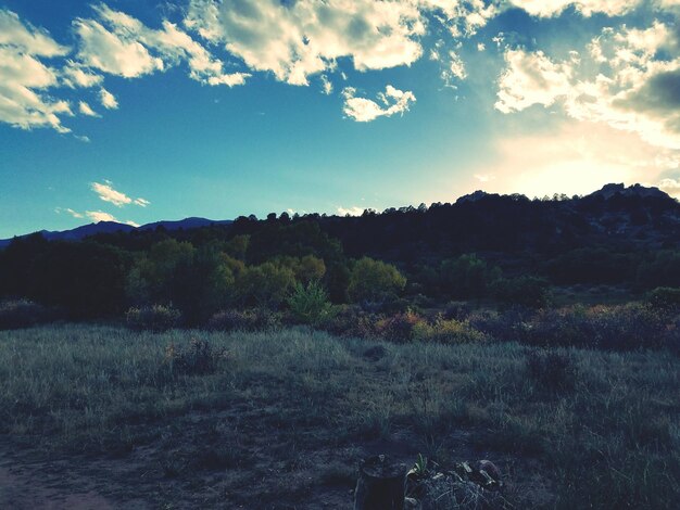 Photo scenic view of landscape against blue sky