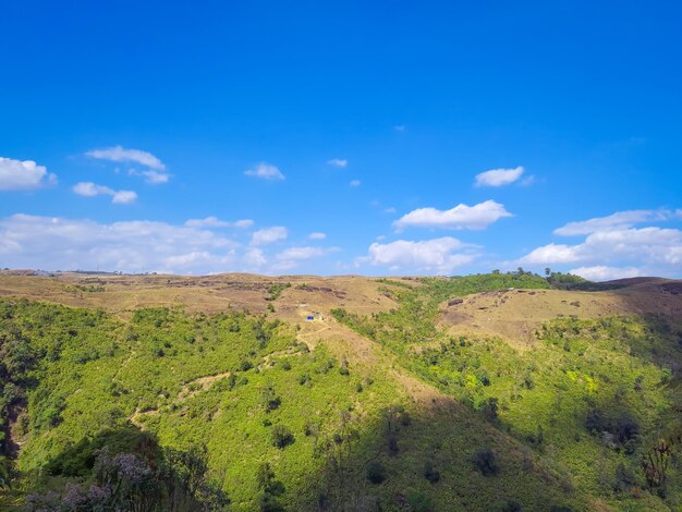 Scenic view of landscape against blue sky