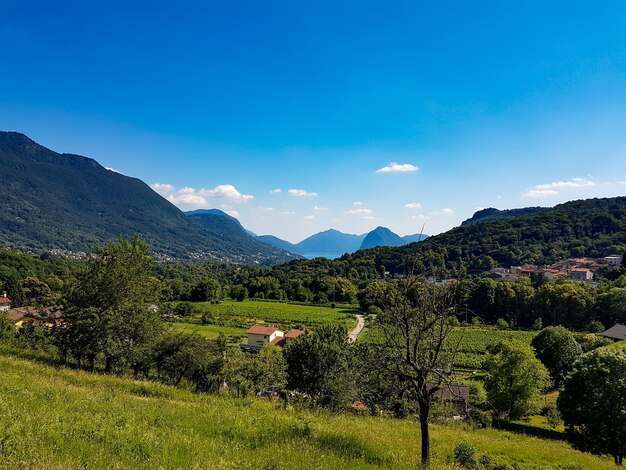 Scenic view of landscape against blue sky